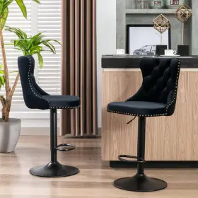 Snsa21in058 Aoibox 33 Inch Black High Back Metal Barstools With Swivel Velvet Adjustable Seat
