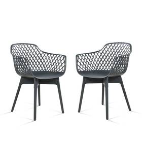 Aoodor A567-pdgdg Modern Dining Chairs Set Of 2 Plastic Cafe Weather-resistant Gray