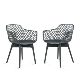 A567-pdgdg Aoodor Modern Dining Chairs Set Of 2 Plastic Cafe Weather-resistant Gray