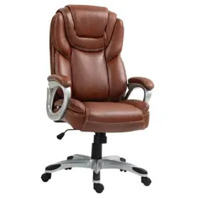 Aosom Llc 196393134030 Office Chair High Back Desk With Tilt Function Padded Armrest Brown