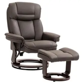 Aosom Llc 196393323212 Swivel Recliner Chair With Ottoman Pu Leather Adjustable Brown
