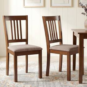 Aosom Llc 313056311397 Dining Chairs Set Of 2 Solid Wood Kitchen Mid Century Modern Linen Fabr