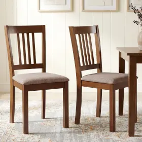 Aosom Llc 313056311397 Dining Chairs Set Of 2 Solid Wood Kitchen Mid Century Modern Linen Fabr