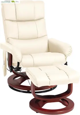700-158v80cw Aosom Llc Homcom Massage Recliner Chair With Ottoman Swivel And Footrest Faux L