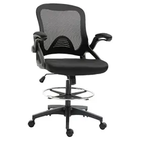 Aosom Llc 842525157957 Mesh Drafting Chair Tall Office With Lumbar Support Flip-up Armrests