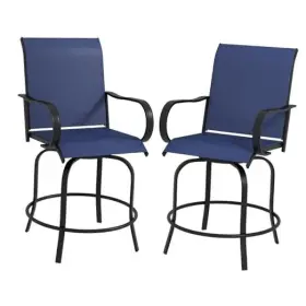 84g-332v00nu Aosom Llc Outdoor Bar Stools With Armrests Set Of 2 360 Swivel Height Navy Blue