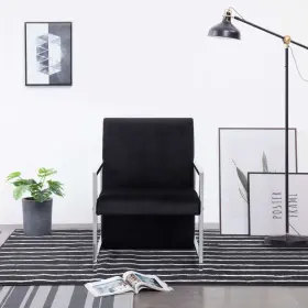 Armchair Black Velvet Standard Ergonomic Rectangular 719883742298