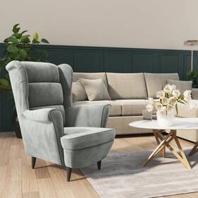 Armchair Light Grey Velvet 720286072202 100% Polyester Plywood Medium