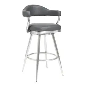 5747054 Armen Living Amador 30 Inch Bar Height Barstool In Brushed Stainless Steel And Vinta