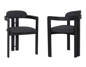 Armen Living 638126217905 Jazmin Contemporary Dining Chair Black Brushed Wood Finish 2-pack