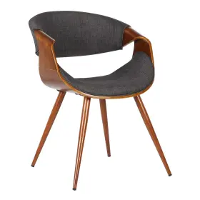 Armen Living 643507348390 Butterfly Dining Chair In Charcoal Fabric And Walnut Wood Finish 22d X 21w
