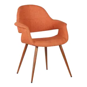 Armen Living 643507349106 Phoebe Dining Chair In Orange Fabric And Walnut Wood Finish