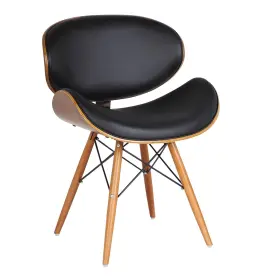 Armen Living 643507349113 Cassie Dining Chair In Black Faux Leather And Walnut Wood Finish 20d X 21w