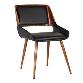 Armen Living 643507349144 Panda Mid Century Modern Upholstered Fabric And Walnut Wood Dining Accent Cha