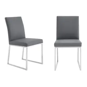 Armen Living 721535734610 Trevor Contemporary Dining Chair In Brushed Stainless Steel And Gre