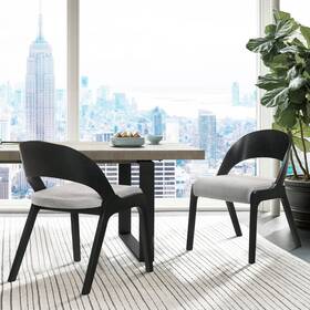 Armen Living 721535741748 Polly Mid-century Gray And Black Dining Chairs Set Of 2