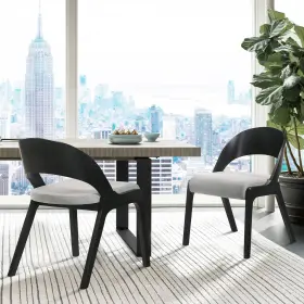 Armen Living 721535741748 Polly Mid-century Gray And Black Dining Chairs Set Of 2