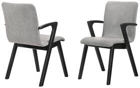 Armen Living 721535741755 Varde Mid-century Gray Upholstered Dining Chairs In Black Finish - Set Of 2