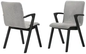 Armen Living 721535741755 Varde Mid-century Gray Upholstered Dining Chairs In Black Finish - Set Of 2
