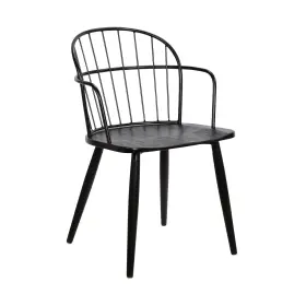 Armen Living 721535744152 Bradley Steel Framed Side Chair In Black Powder Coated Finish And B