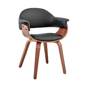 Armen Living 721535754526 Adalyn Gray Faux Leather And Black Wood Dining Room Accent Chair