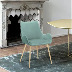 Armen Living 721535754885 Avery Teal Fabric Dining Room Arm Chair With Gold Legs
