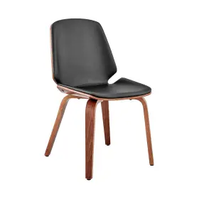 Armen Living 721535755103 Brinley Faux Leather Wood Dining Room Accent Chair Black/walnut 19 X 33 22