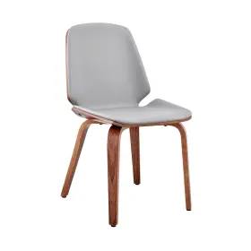 Armen Living 721535755127 Brinley Grey Faux Leather Wood Dining Room Accent Chair Gray/walnut 19 X 33