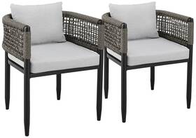 Armen Living 795044883923 Alegria Outdoor Dining Chair In Grey Rope And Cushions Set Of 2