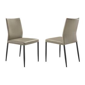 Armen Living 840254338982 Kash Upholstered Dining Chair In Taupe Grey Faux Leather And Bla