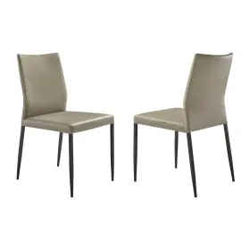 Armen Living 840254338982 Kash Upholstered Dining Chair In Taupe Grey Faux Leather And Bla