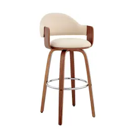 Lcdxbawacr26 Armen Living Daxton 30 Inch Gray Faux Leather And Walnut Wood Bar Stool Cream