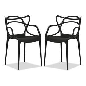 Aron Living Al10003-2p Monte 18 Inch Mid-century Plastic Dining Chairs In Black Set Of 2