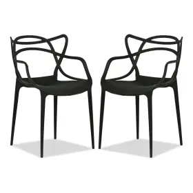 Al10003-2p Aron Living Monte 18 Inch Mid-century Plastic Dining Chairs In Black Set Of 2