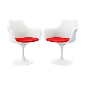 Al10060-2p Aron Living Rose 18 Inch Mid-century Plastic And Metal Armchairs In Red Set Of 2