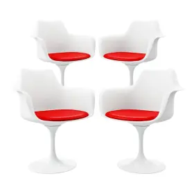 Al10060-4p Aron Living Rose 18 Inch Mid-century Plastic And Metal Armchairs In Red Set Of 4