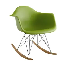 Ar-al10050-green Aron Living Mid-century 26 Inch Atoll Plastic Rocker Arm Chair Green