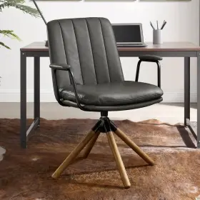 Art Leon 717395818423 Elly Gray Faux Leather Swivel Task Chair With Armrest