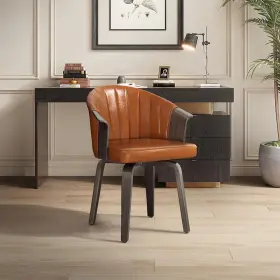 Cc069-1-br-pu Art Leon Accent Chair 23.3 Inch X23.43 X34.10 Brown Faux Leather Swivel With Wood Frame
