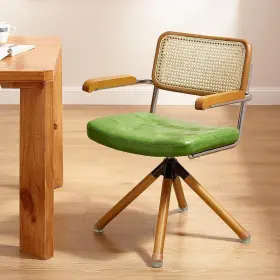 Dc009-green Art Leon Ho Green Faux Leather Swivel Task Chair With Arms
