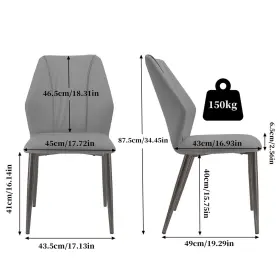 0de20234827 Artloge 2x High-end Leather Dining Room Chair Ergonomics Kitchen Armless Design