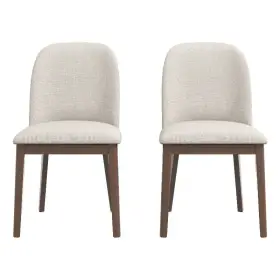 Cym01816 Ashcroft Belar Mid-century Linen Fabric Dining Chairs In Beige Set Of 2