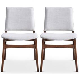 Ashcroft Cym02060 Kosico Modern Solid Wood Dining Chair In Light Gray Fabric Set Of 2