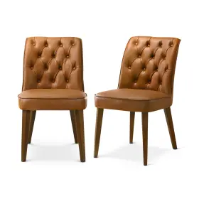 Cym02617 Ashcroft Albion Stylish Leather Dining Chair With Walnut Legs And Plush Padding In Tan