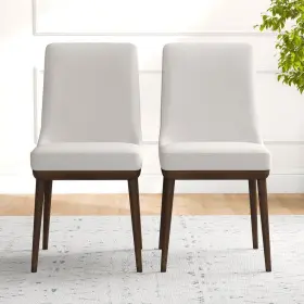 Ash3314 Ashcroft Furniture Co Grayson Mid-century Modern Beige Fabric Dining Chair Set Of 2
