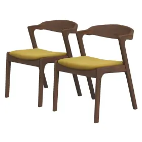 Hmd01869 Ashcroft Furniture Co Roxy Mid-century Modern Dark Yellow Velvet Dining Chair Of