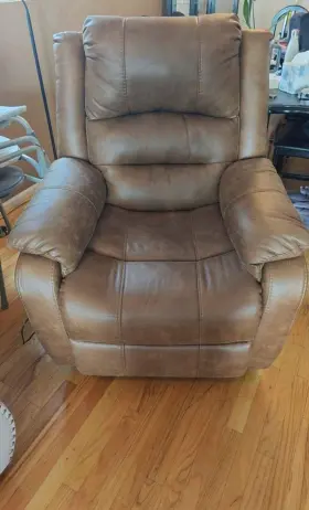 1090012 Ashley Furniture Powerlift Recliner Chair Contemporary Faux Leather Saddle Elderly