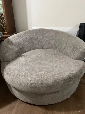 1530521 Ashley Furniture Creswell Oversized Swivel Fabric Accent Chair In Stone Gray