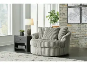 2110521 Ashley Furniture Signature Design By Lindyn Oversized Swivel Fabric Accent Chair In Gray