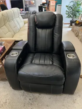 2150613 Ashley Furniture Black Leather Electric Recliner